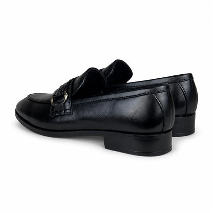 WOVEN BIT LEATHER LOAFER - BLACK