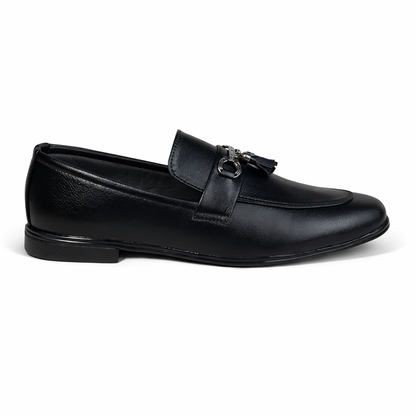 TEXTURE BLACK TASSEL LOAFER