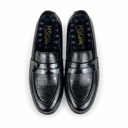 DOTTED BOX BLACK PATENT MEDICATED LOAFER