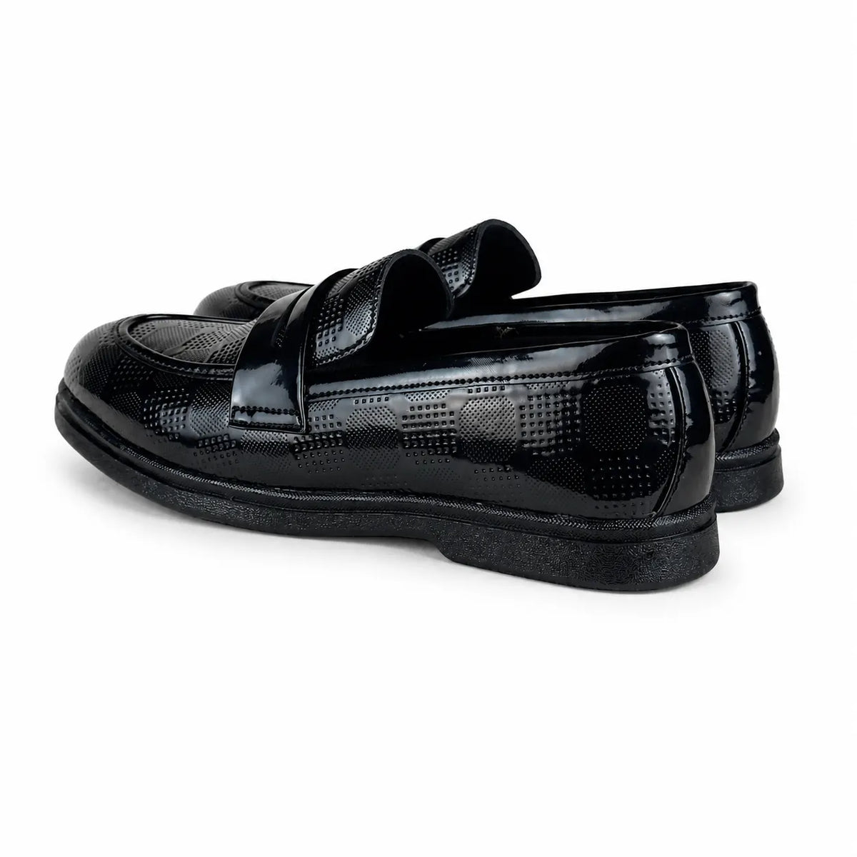 DOTTED BOX BLACK PATENT MEDICATED LOAFER