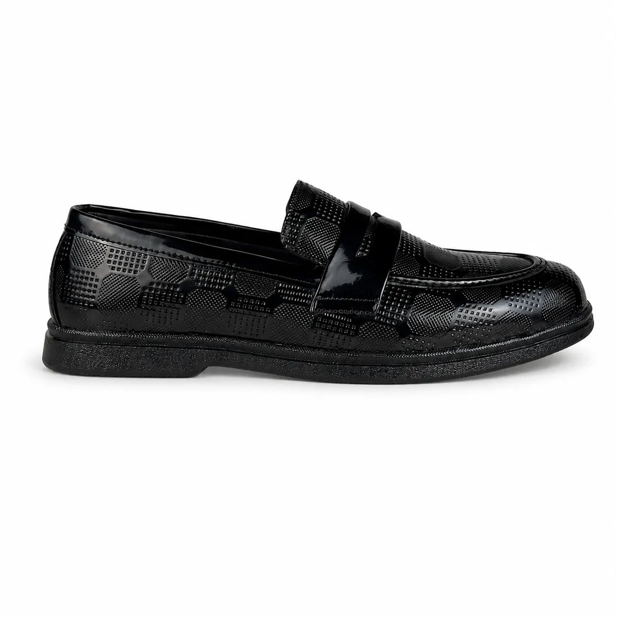 DOTTED BOX BLACK PATENT MEDICATED LOAFER