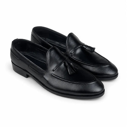 ITALIAN TESSEL LEATHER LOAFER - BLACK